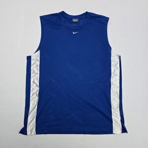 Nike Mens Mesh Tank Top Blue White Sleeveless Basketball Jersey Large RN56323